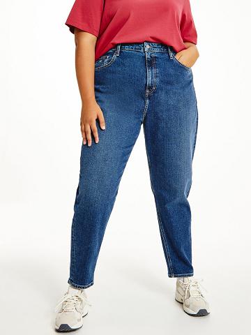 Női Tommy Hilfiger Curve High Rise Tapered Mom Fit Farmer Nadrág Kék | HU 189YXF